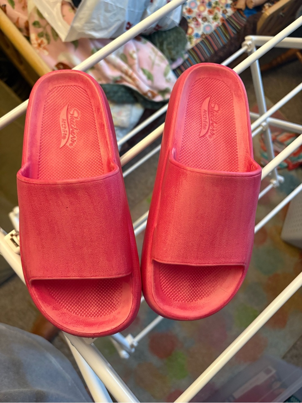 Skechers Women's Bright Pink Slide Sandals